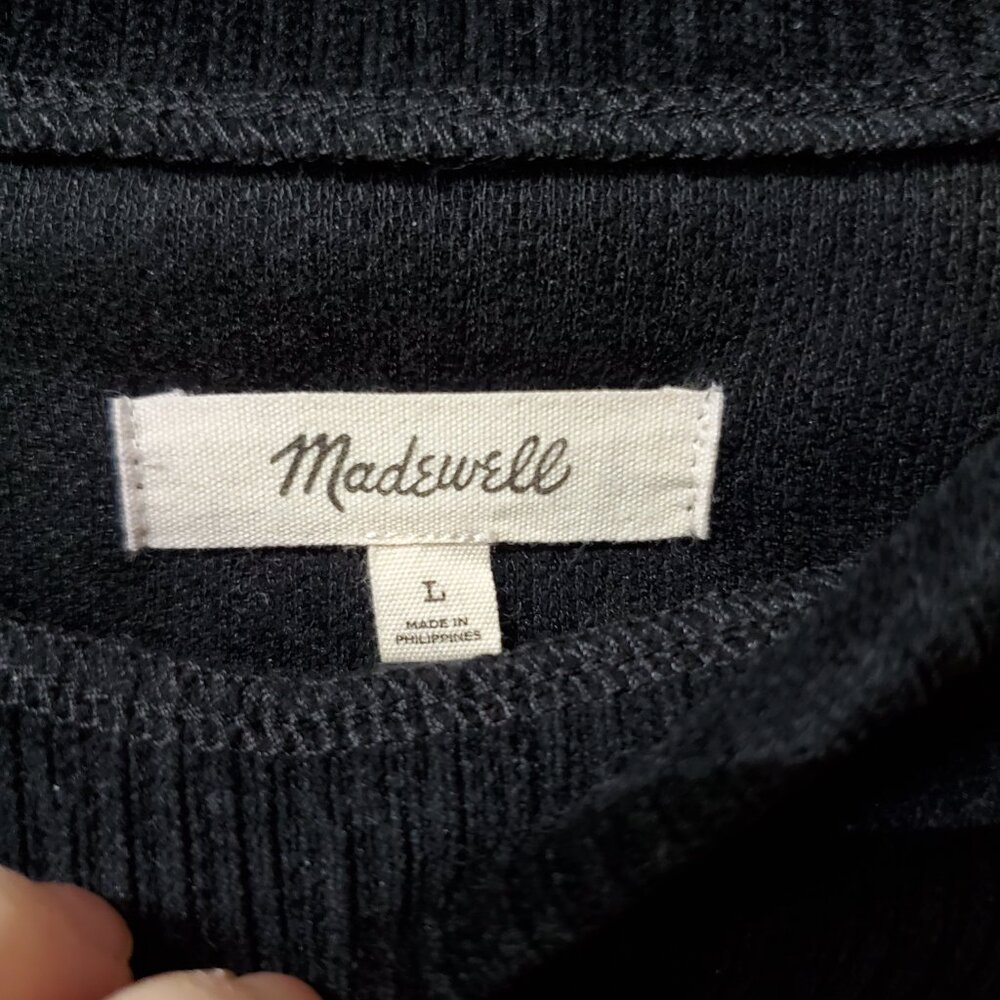 Madewell Black Striped Jacquard Funnelneck Pullover Top Size Large - Picture 3 of 8